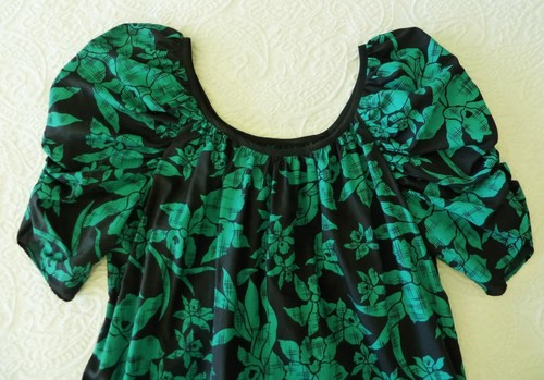 De Colección Años 70 Almost Paradis Liberty House Negro Verde azulado Orquídea Hawaiana Largo Muumuu S M - Imagen 15 de 17