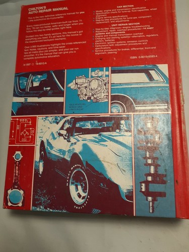 Chilton's 1971-1978 American Cars Auto Repair Service Manual 6593 Hardcover - Picture 7 of 7