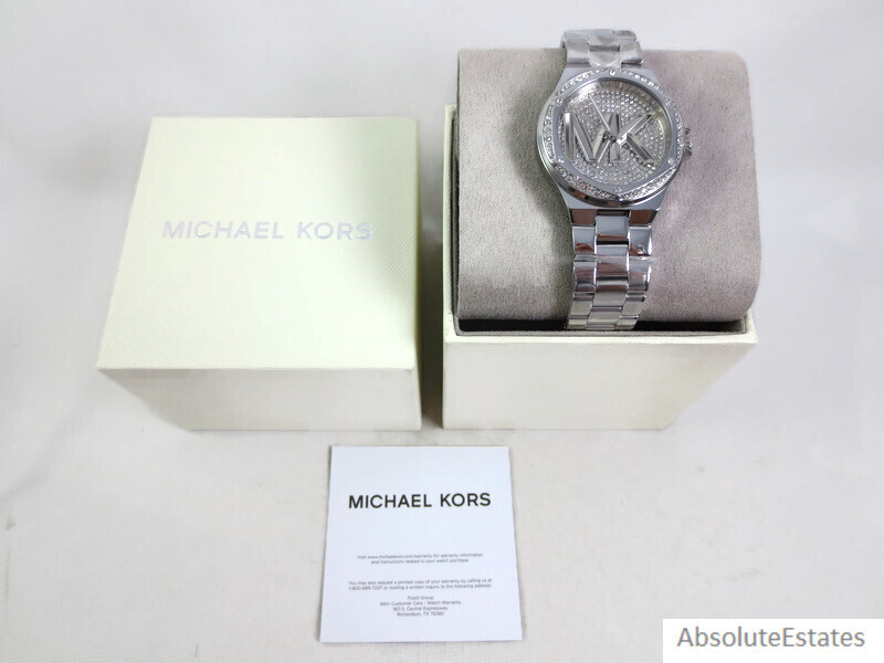 NEW Michael Kors Lennox Pave Glitz Crystal Silver Watch MK7234 NWT 