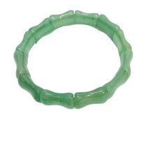 Green Jade Gemstone Translucent Band Stretch Bracelet Fashion Womans