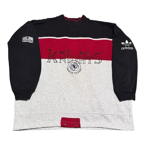 Vintage Adidas New York New Jersey Knights Stained Mock Neck Sweatshirt Adult L - Picture 2 of 10