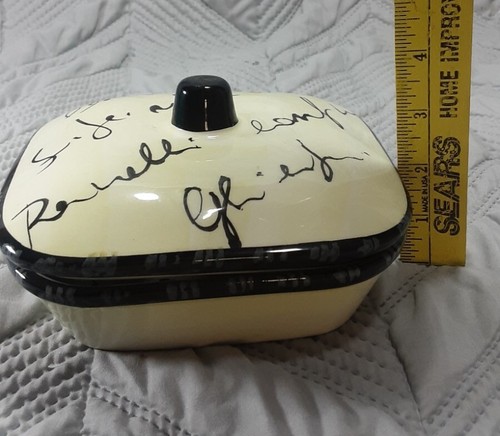 CWC Ceramic Lidded Candy Serving Dish Script Motiff made in Italy - Picture 5 of 8