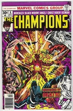 The CHAMPIONS #8 MARVEL COMIC BOOK Angel Black Widow Ghost Rider Hercules Iceman
