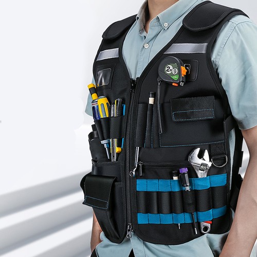 Electrician Carpenter Framer Plumber Craft Man Constrcustion Pocket Tool Vesthh - Picture 2 of 12