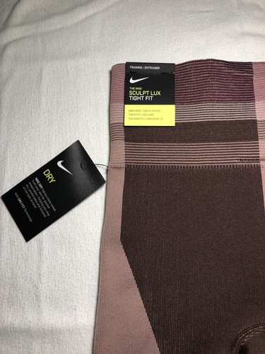 Nike Womens Sculpt Lux Icon Clash 7/8 Seamless Tights small brown CJ4135-283 - Picture 6 of 9