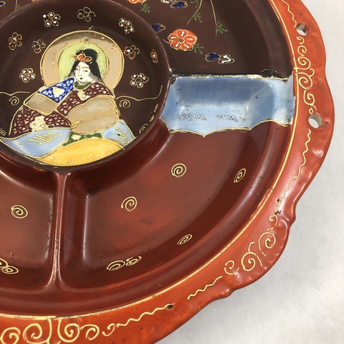 Japanische Satsuma Stil dekorative geteilt Schale Wandbehang 10,5" Teller - Bild 4 von 19