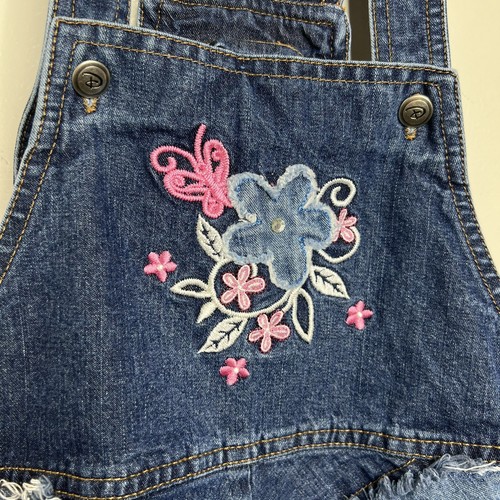 Vintage Disney Patchwork Denim Overall Kleid Kinder Größe 6/6x Regenbogen Buchstaben Etikett - Bild 2 von 9