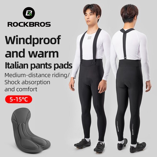 ROCKBROS Cycling Bib Pants Winter Men's Detachable Bib Tights Thermal Fleece - Picture 2 of 12