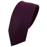 Schmale Tigertie Seidenkrawatte Magenta Fuchsia Schwarz Gemustert - Krawatte Tie