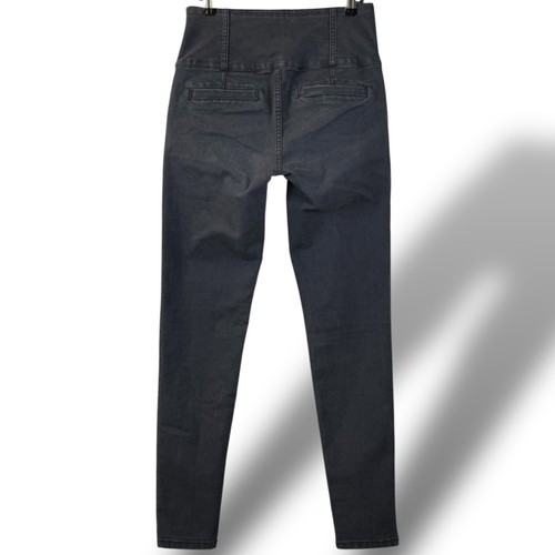 Forever 21 Premium Denim Jeans Sz 29 Black Ultra High-Rise Skinny Button Detail - Picture 6 of 10