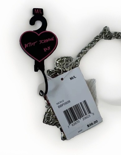 Betsey Johnson Women’s Silver Heart Metal Chain Link Belt Medium/ Large NEW - Picture 7 of 9