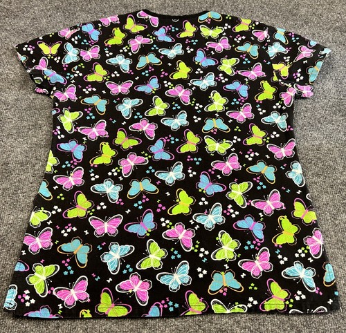 Scrubs Mock Wrap Scrub Top with butterflies - Size Extra Small - Butterfly XS - Picture 4 of 7