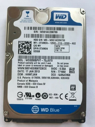 Donor hard drive WD3200BPVT-75JJ5T0, DCM HHMTJAN Western Digital 320GB SATA 2.5