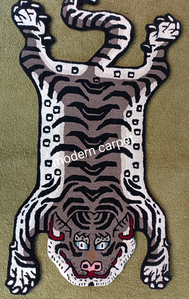 Tibetischer Tiger Teppiche 3 x 5 Fuß Handarbeit 100 % Wolle handgetuftet für ... - Bild 2 von 4