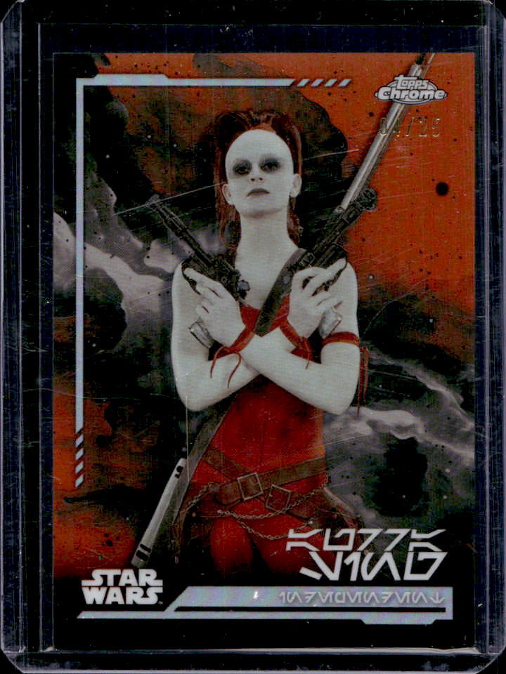 2024 Topps Chrome Star Wars Aurra Sing Aurebesh Variation Orange Refractor #4/25