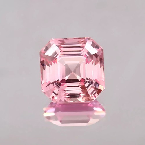 Natural Flawless Sri Lanka Pink Morganite Loose Asscher Cut Gemstone 11x11 MM - Picture 3 of 4