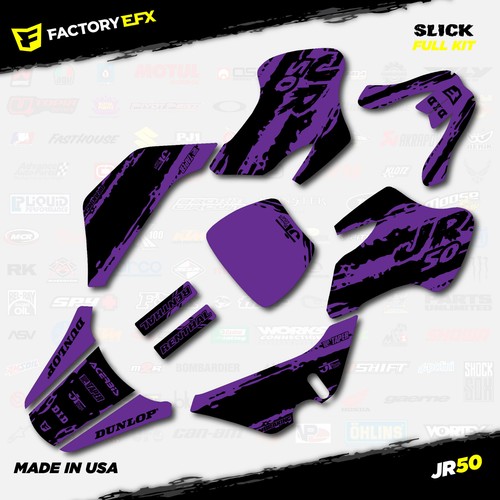 Black & Purple Slick Camo Racing Graphics kit Fits 00-06 Kawasaki JR50 JR 50 - Bild 4 von 5