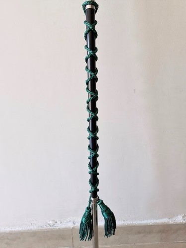 SI - DRUM MAJOR'S MACE/STAVE BLACK SHAFT with GREEN SILK CORD - Picture 3 of 7