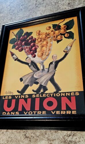 Cartel retro de vino añadir. Letrero Union Les Vin Selectionnes Dans Votre Verre 17"x14" - Imagen 4 de 5