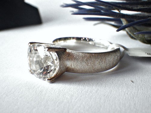 SCHMUCK-STCK  BERGKRISTALL Facetten Ring 19 59 vergoldet Silber mattiert Quarz - Picture 4 of 6