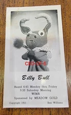 RARE 1951 WIMA Radio Kids Show Mascot Promo Photo Card BILLY BULL Lima Ohio