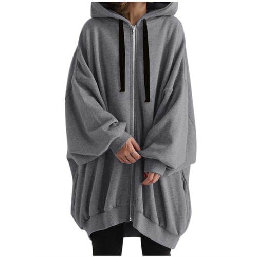 Women's Oversized Zip Up Hoodies Long Sleeve Fall Jacket Sweatshirts with Pocket - Picture 38 of 51