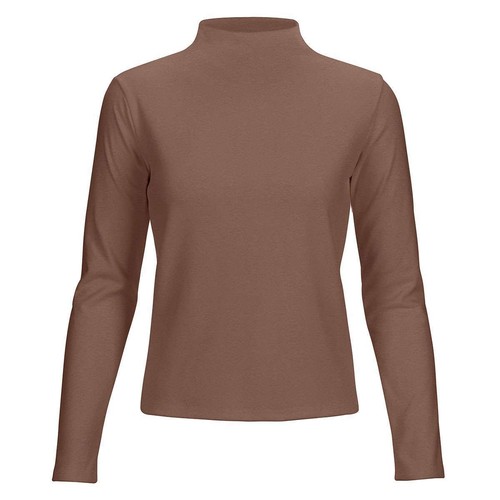 Womens Long Sleeve Turtleneck Pullover Top Slim Fit Stretchy Soft Fleece T-Shirt - Picture 15 of 16