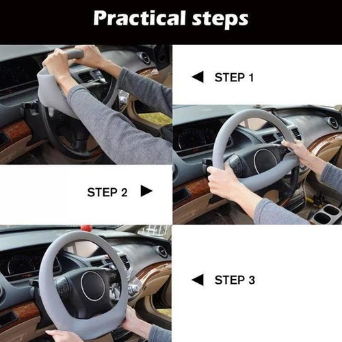 Car Silicone Steering Wheel Cover Non-Slip Grip For 13"-16.5"inch Auto SUV Truck - Picture 6 of 31