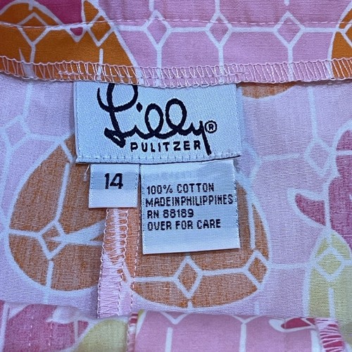 Vintage Lilly Pulitzer Renee Chino Shorts Girls Size 14 Pink Pineapples NEW TAGS - Picture 8 of 10
