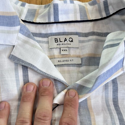 BLAQ Linen Blend Short Sleeve Casual Button Down Shirt Mens XL Relaxed Melbourne - Picture 2 of 9