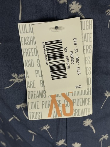 Lularoe Michael Button Down Shirt Men's Extra Small NWT Short Sleeve - Picture 4 of 6