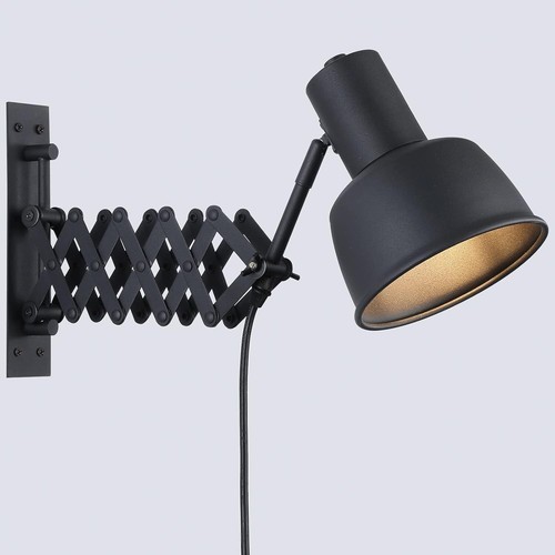 DECOLUCE Accordion Swing Arm Wall Sconces, Industrial Plug in Wall Light Fixt...