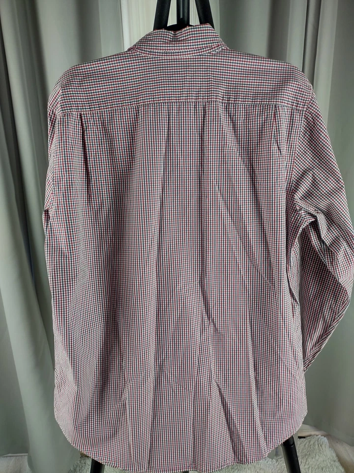 L.L. Camisa de hombre Bean 100 % algodón roja, blanca, azul a cuadros con botones talla M. Foto 4 de 4
