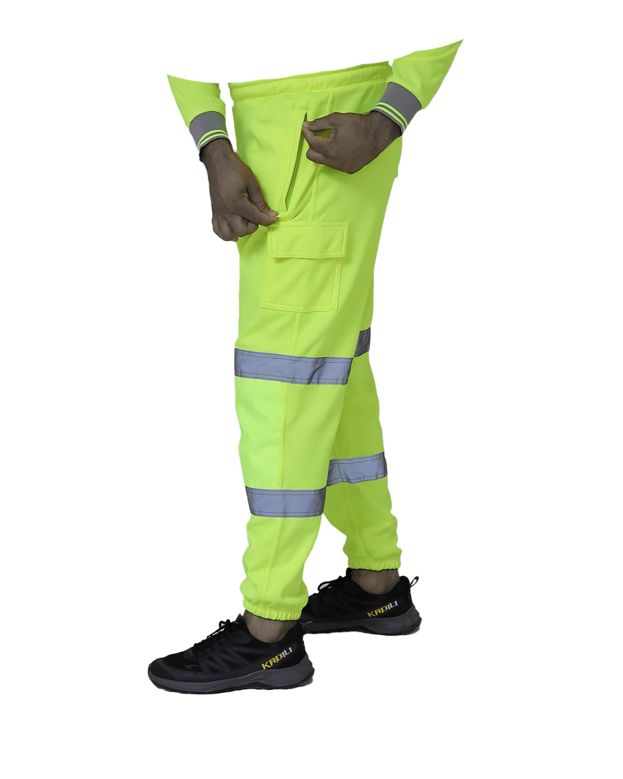HI VIZ VIS FLEECE TROUSERS JOGGING BOTTOMS SAFETY  WORK WEAR JOGGERS SWEAT PANTS