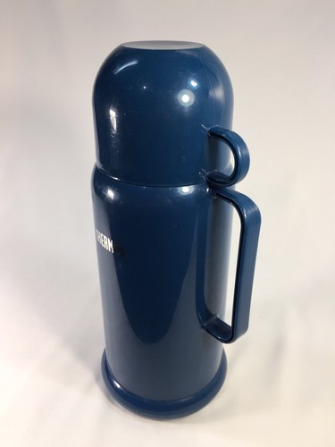 10" Thermos Brand Blue Plastic Thermos Bottle MCM 0.45 Liters - Picture 1 of 7