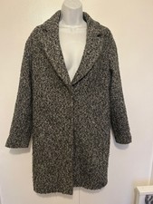 Cath Kidston Womens Dark Grey Tweed Mixed Wool Floral Lined Pea Coat Size 8