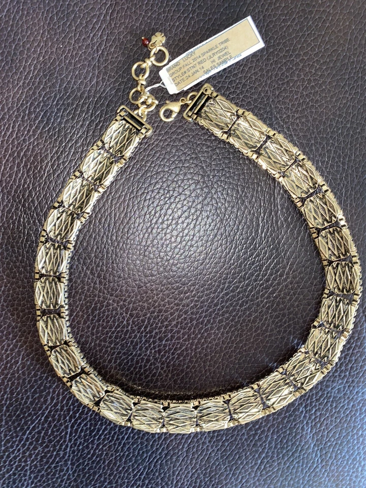 RARO!! Collar Chocker Piedra Marrón Declaración Oro Marca Lucky. Foto 4 de 4