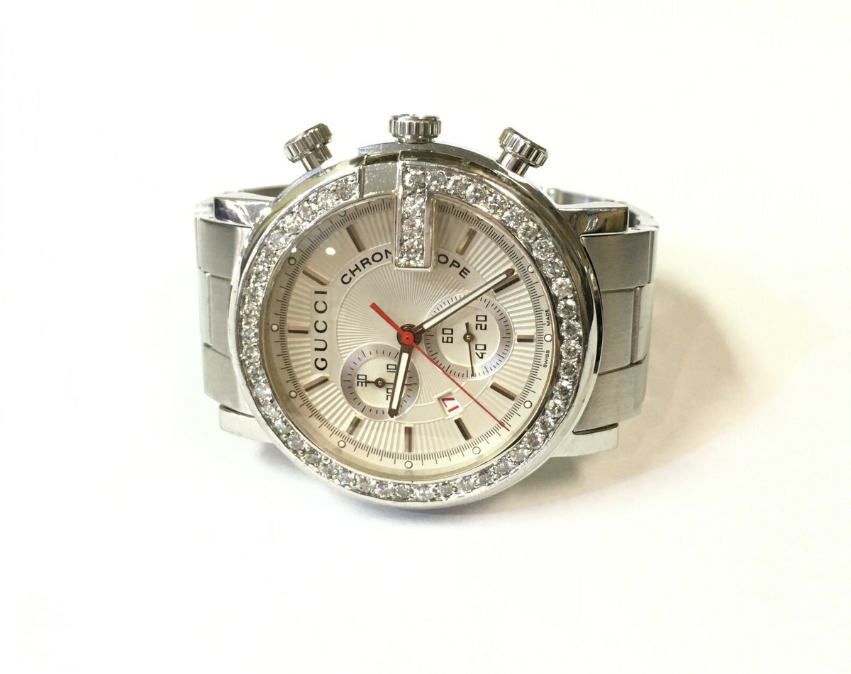 GUCCI DIAMOND BEZEL STAINLESS STEEL G WATCH YA101339 | eBay