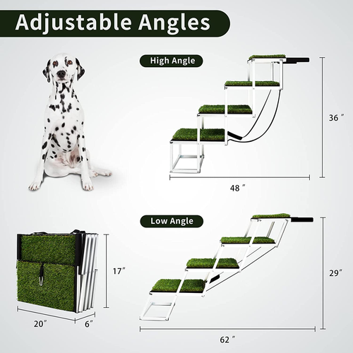 Extra Wide Dog Car Stairs for Large Dogs, Lightweight Aluminum Foldable Pet Ramp - Picture 2 of 12