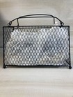 Brass Bronze Tone Wrought Iron Basket Magazines Gifts Decor W/Handel wire mesh.