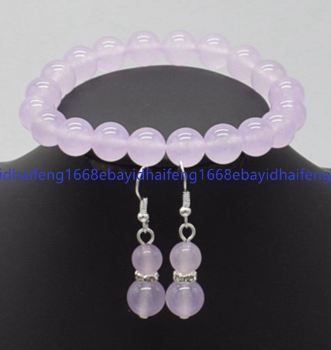 Echt 6/8/10/12mm Mehrfarbig Rund Edelstein Perlen Armband Ohrringe Schmuck Set - Bild 54 von 55