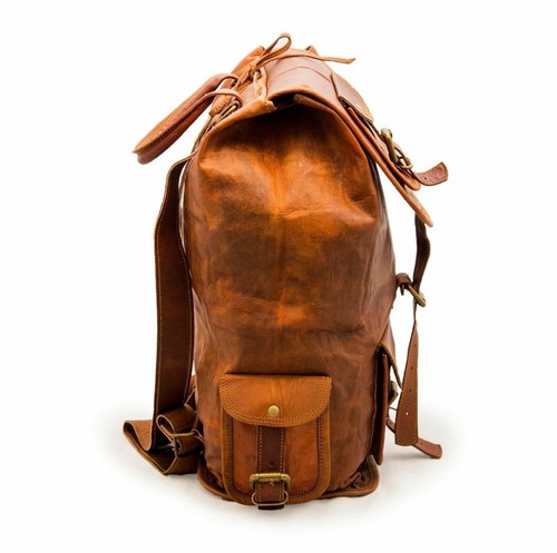 Leder Tasche Echt Vintage Herren Neu Umhängetasche Rucksack Braun Backpack Reise - Bild 2 von 5