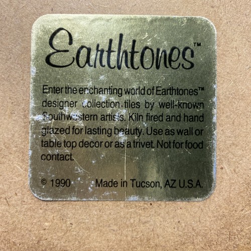Vtg 1990 Earthtones Art Southwest Tile Signed Native American Design Signed Cici - Picture 8 of 9
