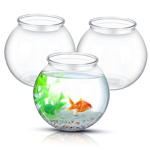 3 Pcs Plastic Fish Bowls Transparent Small Plastic Fish Tank Shatterproof
