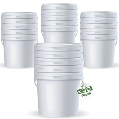 30 x 2,5L Set Eimer mit Deckel 2,5 Liter Leereimer weiß lebensmittelecht Premium