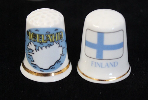 Vintage Lot of 12 Porcelain Thimbles - Countries: Belgium, Iceland, Holland + .. - Picture 9 of 22