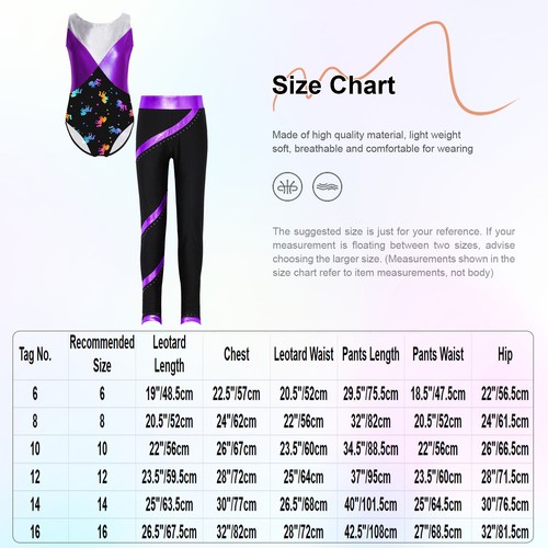 Children Girls Set 2pcs Outfits Breathable Dancewear Rhinestones Leotard Dance - Picture 69 of 92