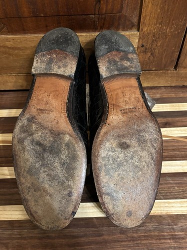MOCASSINI BRAGANO COLE HAAN "VERO COCCODRILLO" neri MADE IN ITALIA taglia 9 - Foto 10 di 11