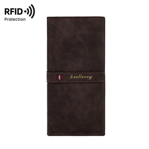 RFID Bloking Clutch Bag Leather Wallet Foldable Business Handbag ID Card Purse - Picture 17 of 30