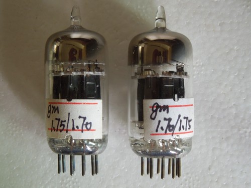 Matched Pair GE 5751 Black Plates 3 Mica Square Getter 12AX7 TUBES - Picture 2 of 4